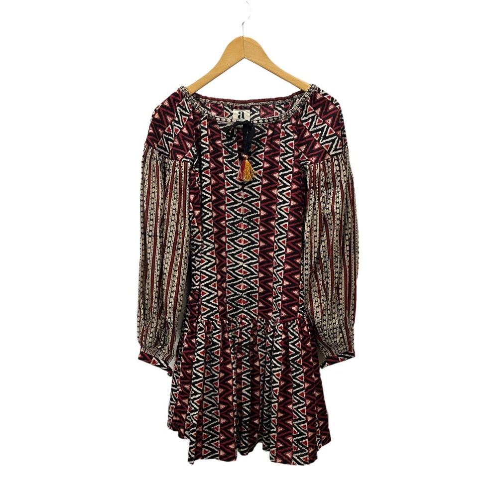 Aish Cotton Boho Print Drop Waist Dress